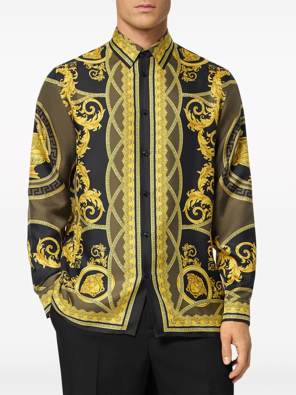 Barocco print silk shirt