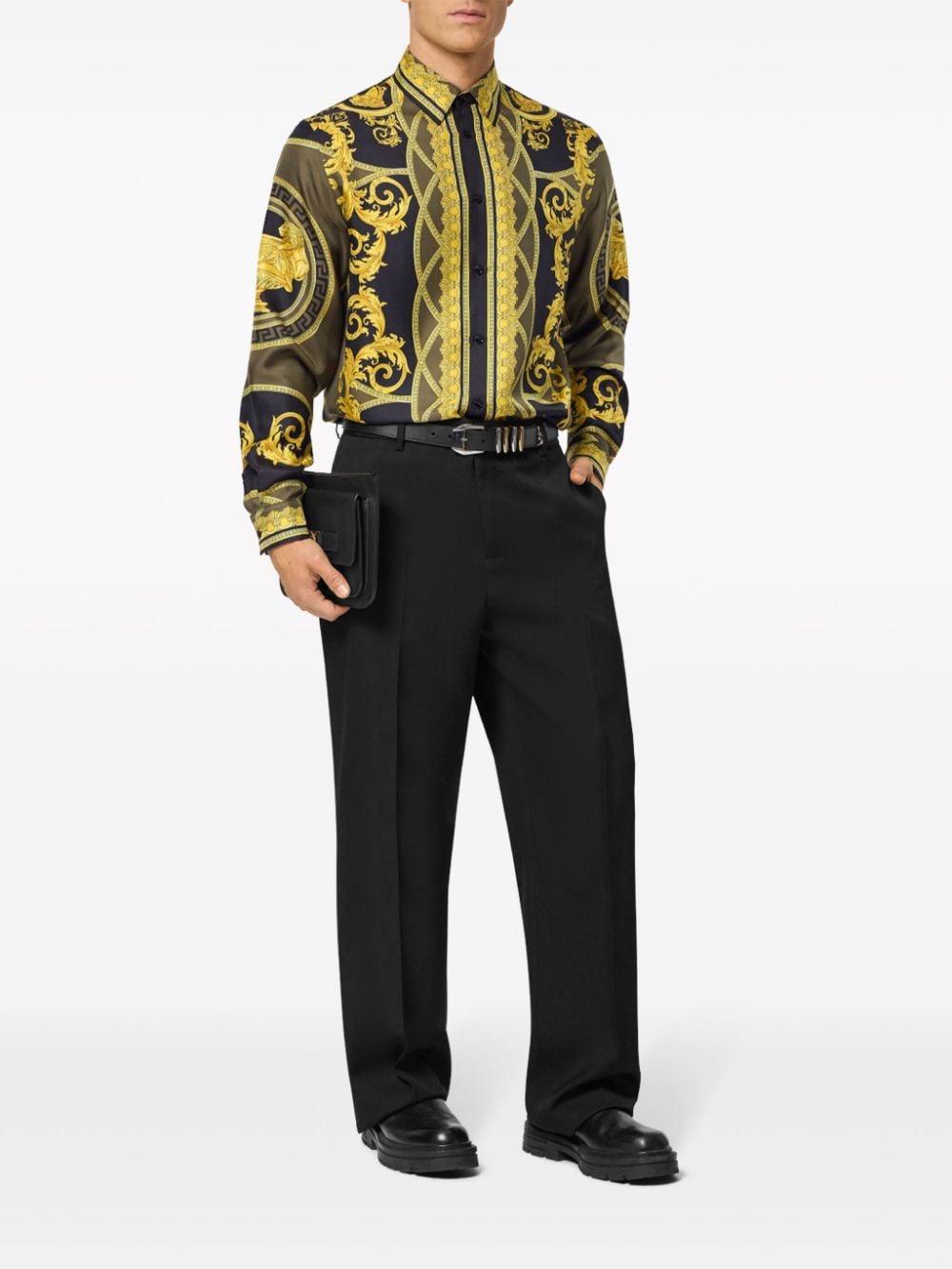 Barocco print silk shirt