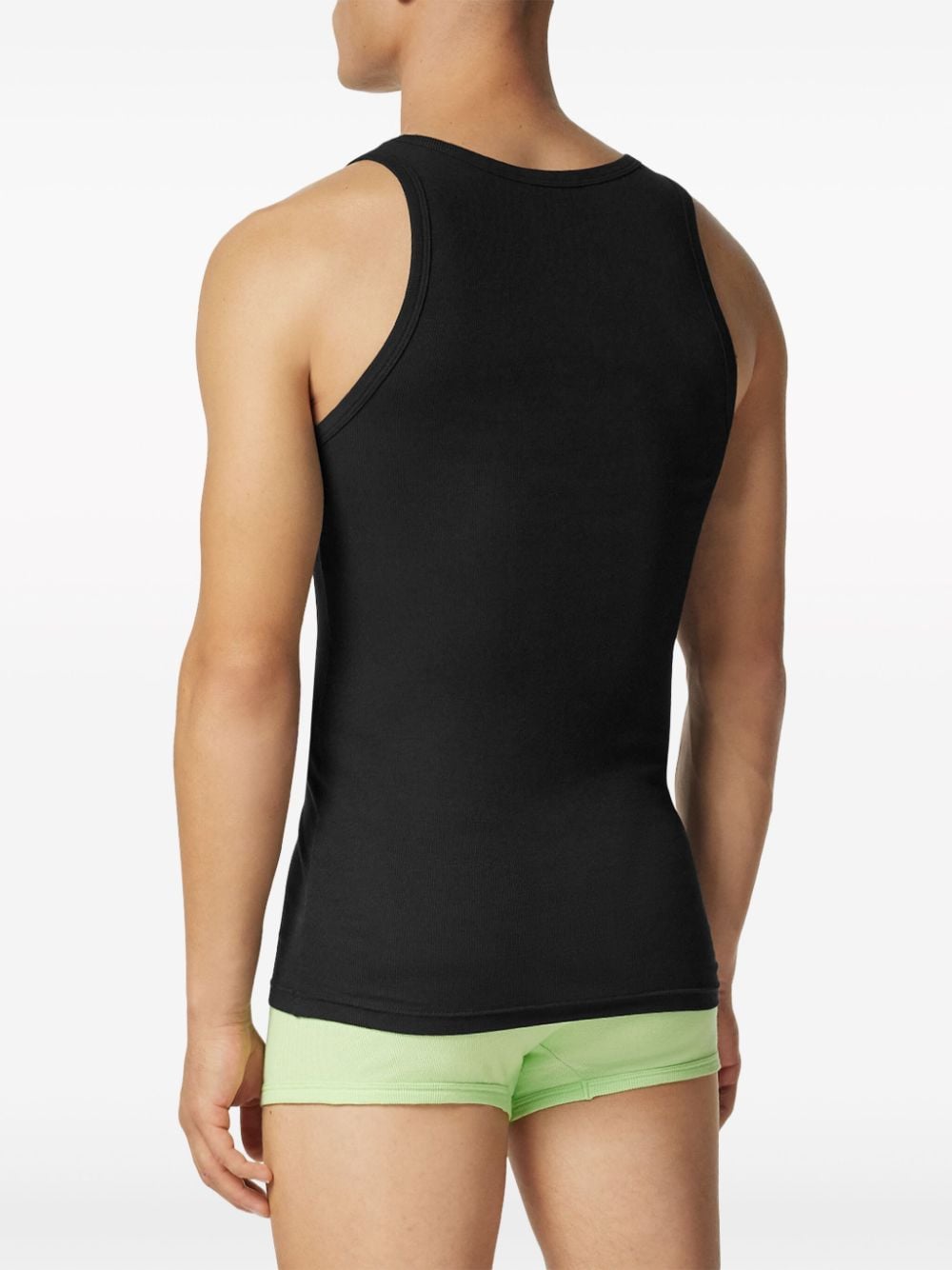 Logo ribbed cotton tank top