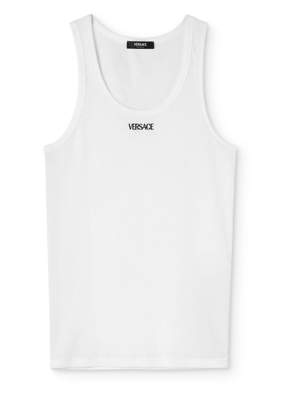 Logo ribbed cotton tank top