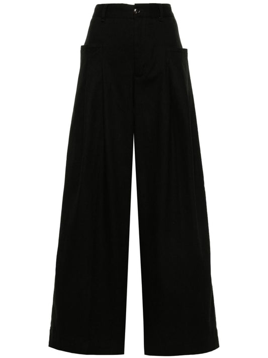 Cotton wide-leg trousers