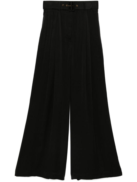 Silk wide-leg trousers