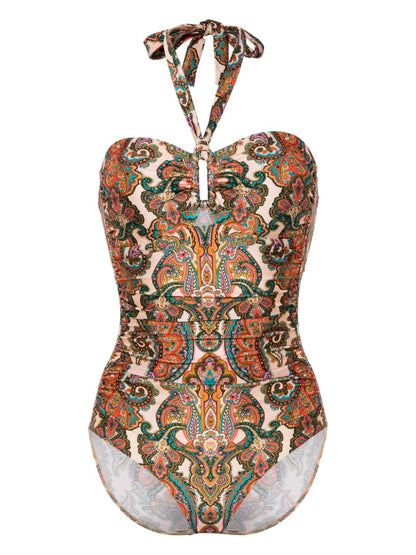 Paisley print one-piece swimsuit