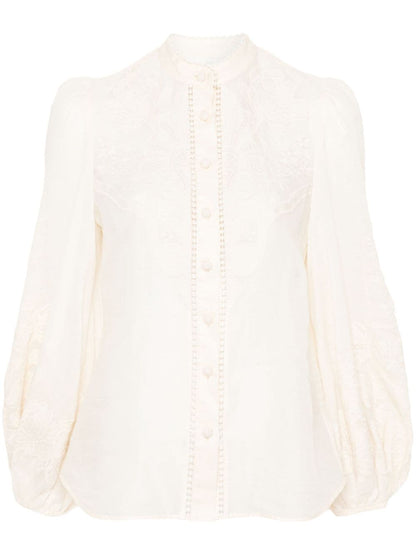 Embroidered linen blouse