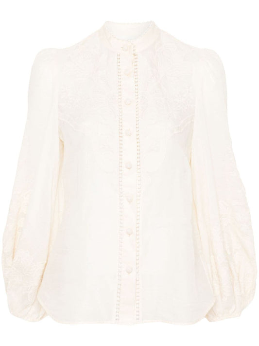 Embroidered linen blouse