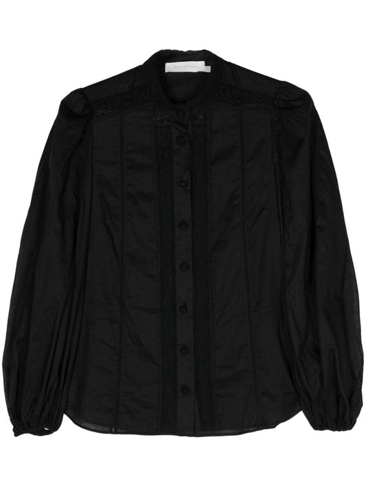 Lace trim detail shirt