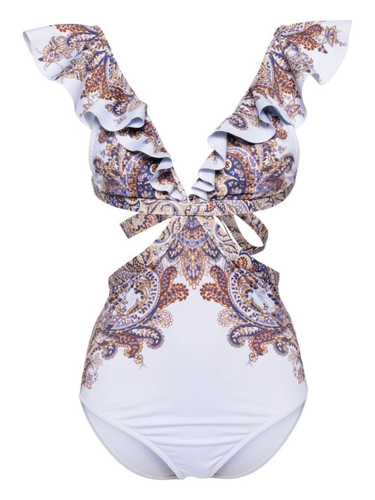 Paisley print one-piece swimsuit