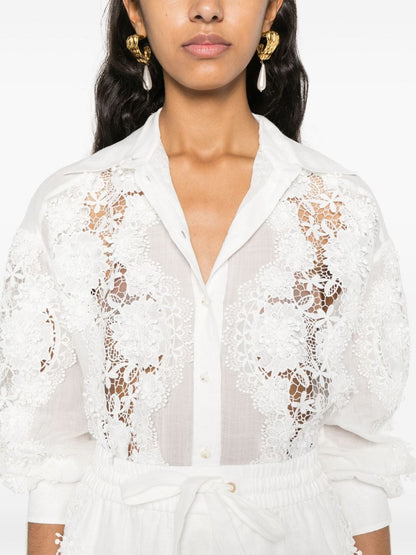 Lace trim detail shirt