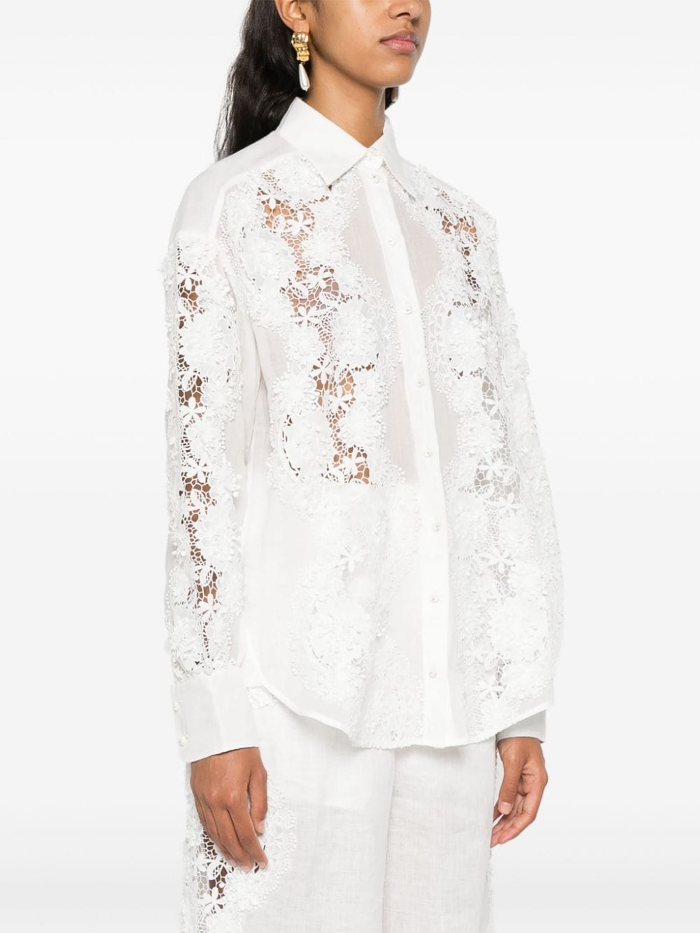 Lace trim detail shirt