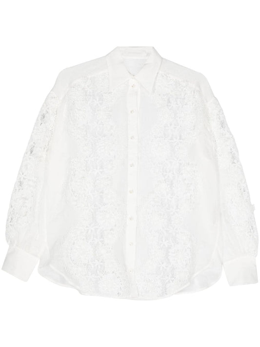 Lace trim detail shirt