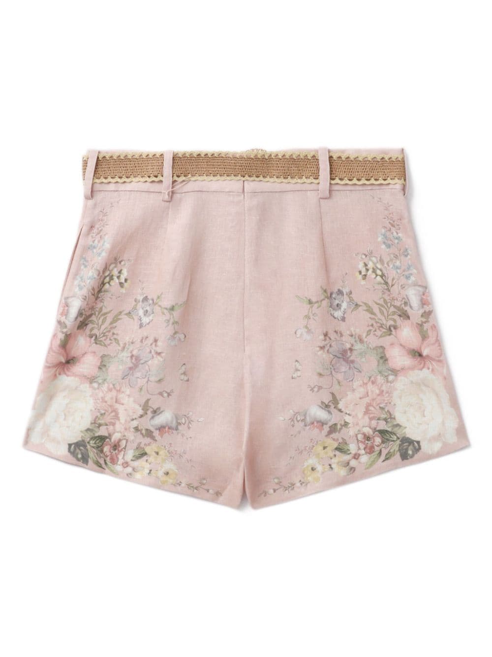 Floral print linen shorts