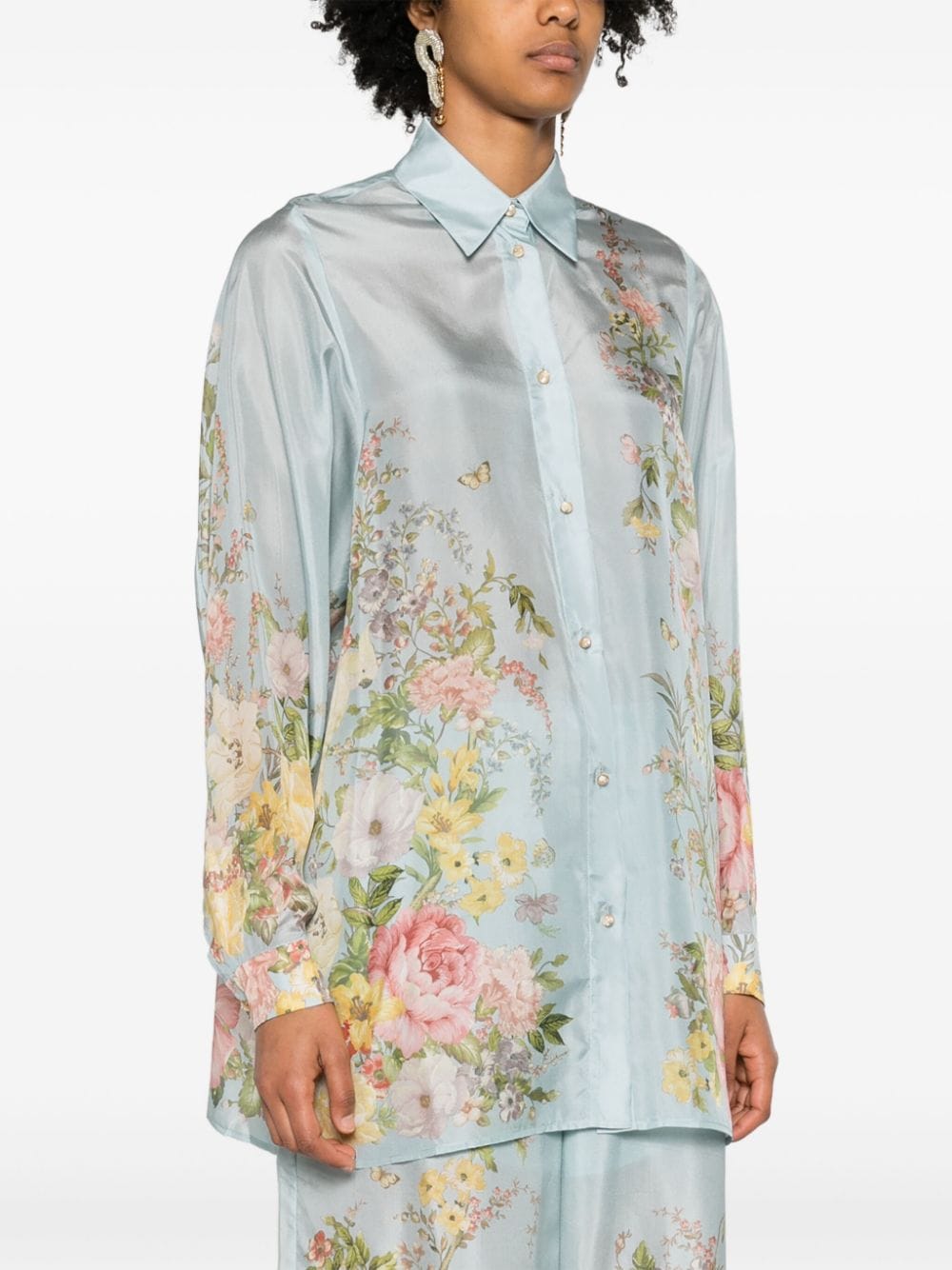 Floral print silk shirt