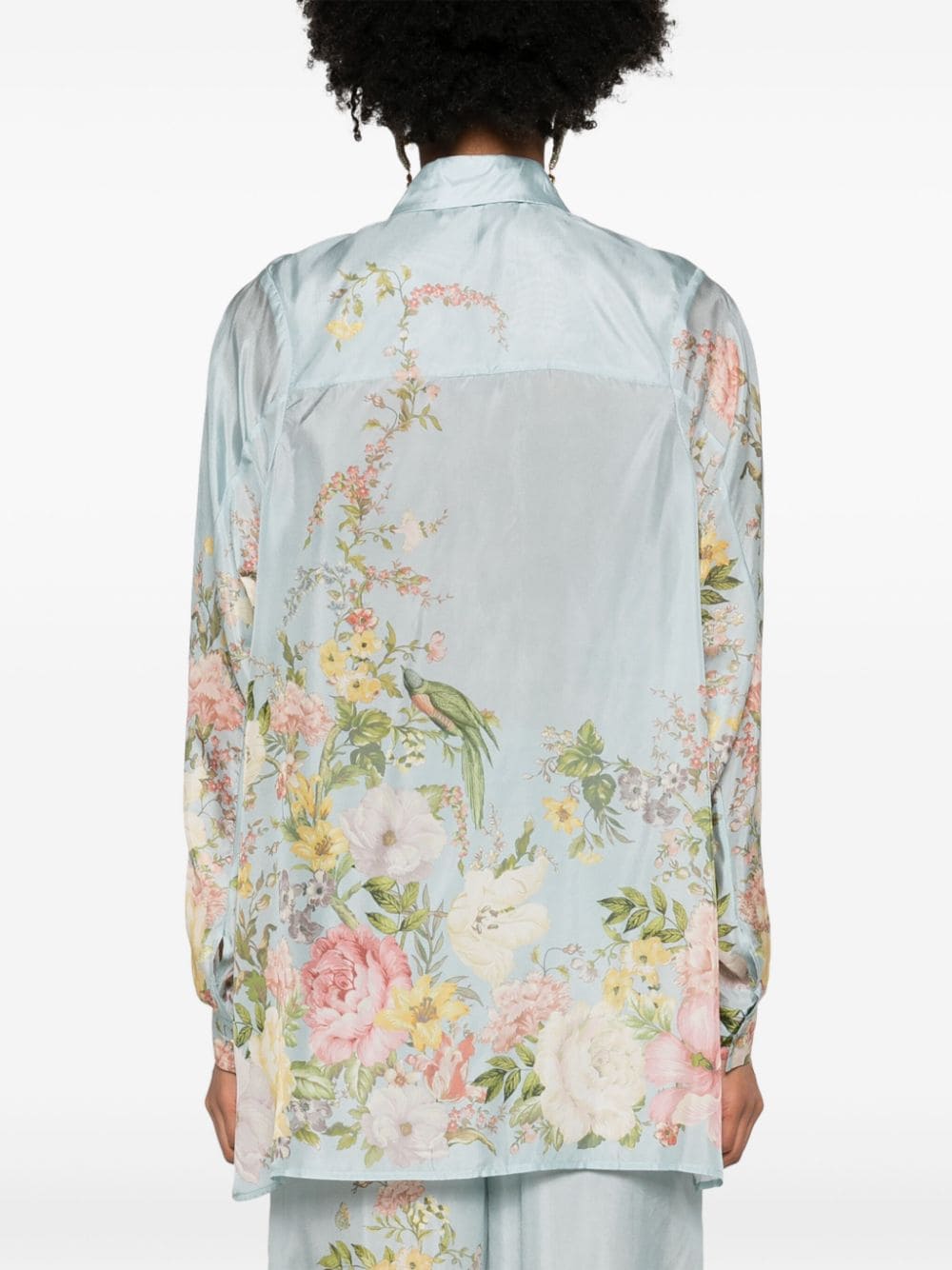 Floral print silk shirt