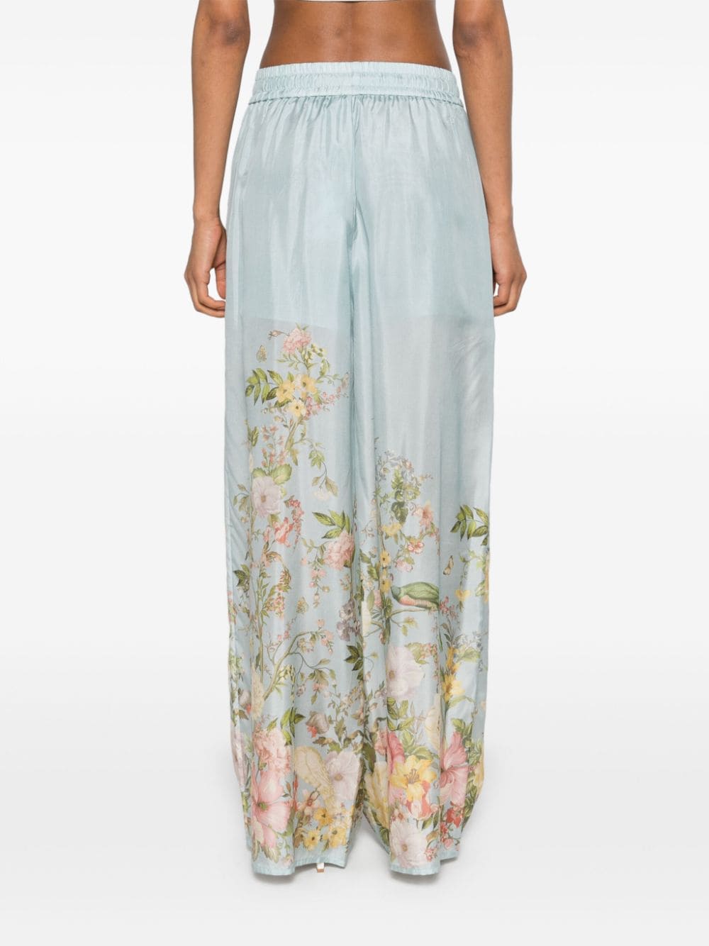 Floral print silk trousers