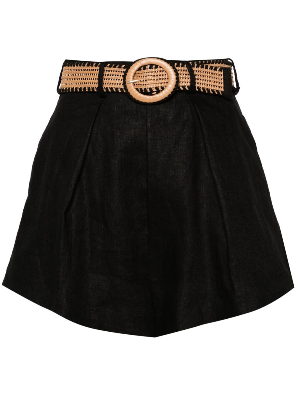 Belted linen shorts