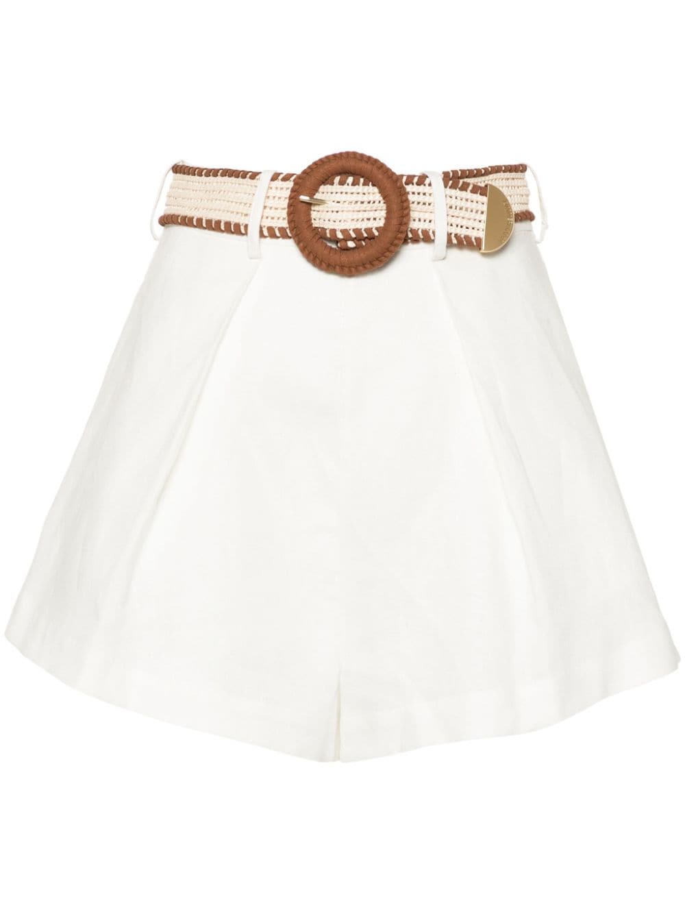 Belted linen shorts