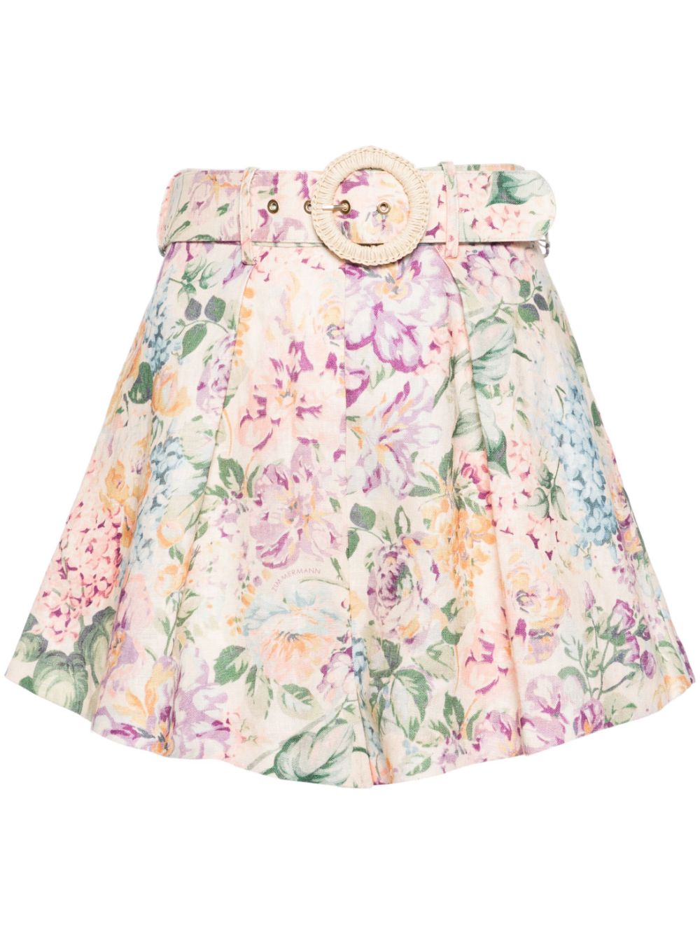 Floral print linen shorts