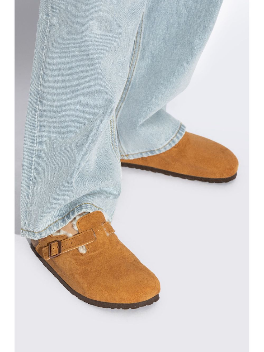 Tokio shearling suede slippers