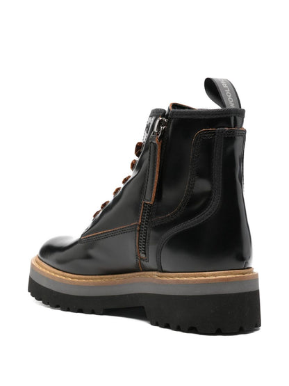 Leather lace up boots