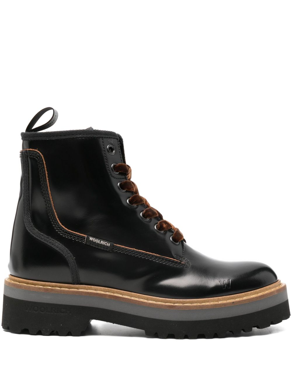 Leather lace up boots