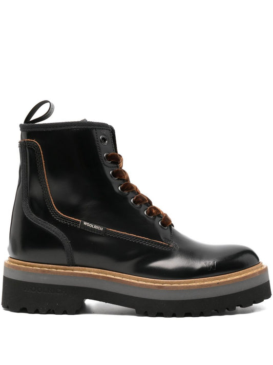 Leather lace up boots