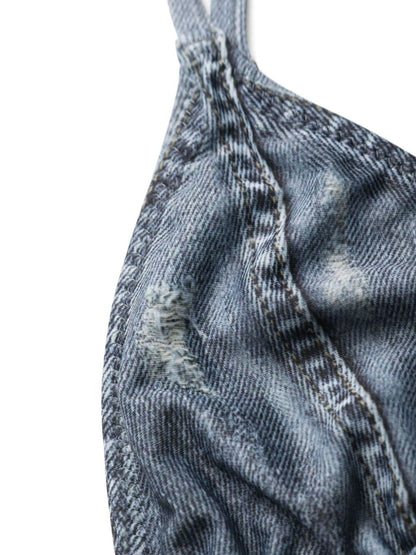 Denim print bikini set