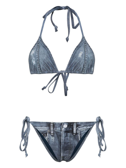 Denim print bikini set