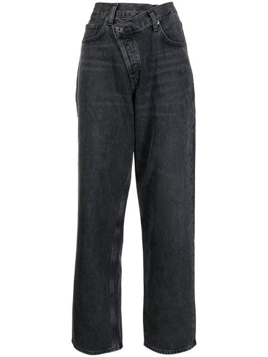 Crossover straight-leg jeans