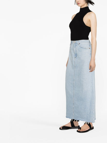 Denim maxi skirt