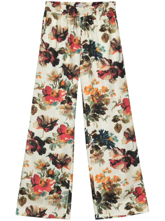 Printed silk wide-leg trousers