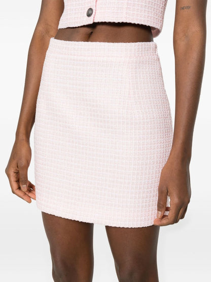 Sequin checked tweed mini skirt