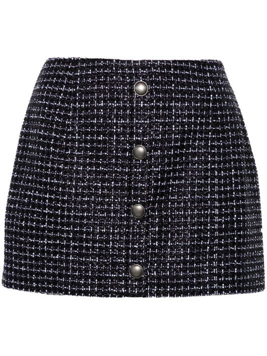 Sequin checked tweed mini skirt