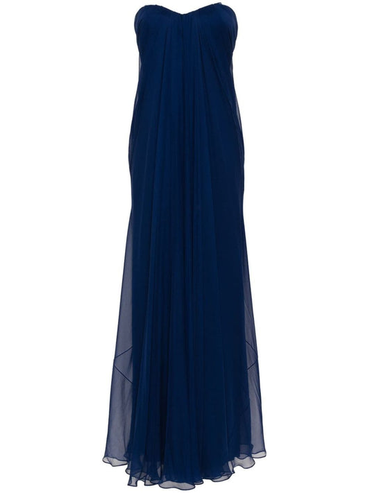 Draped bustier chiffon long dress