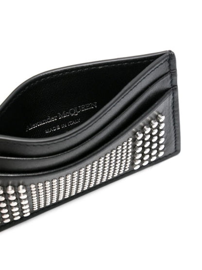 Studded leather card case