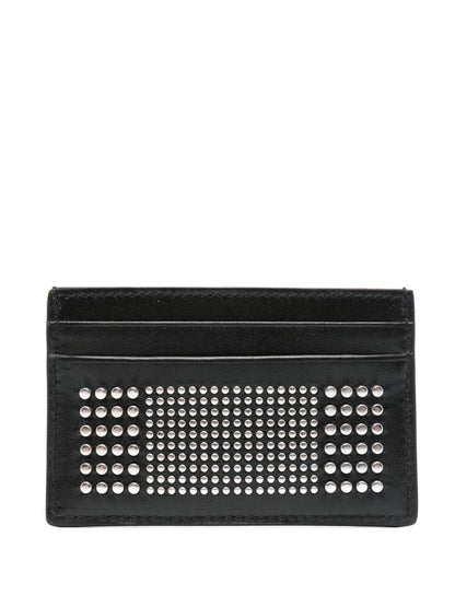 Studded leather card case