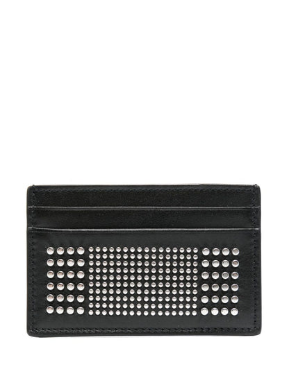 Studded leather card case