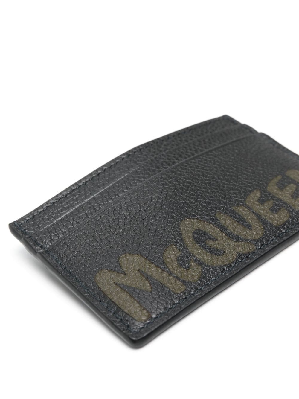 Logo leather credit card case