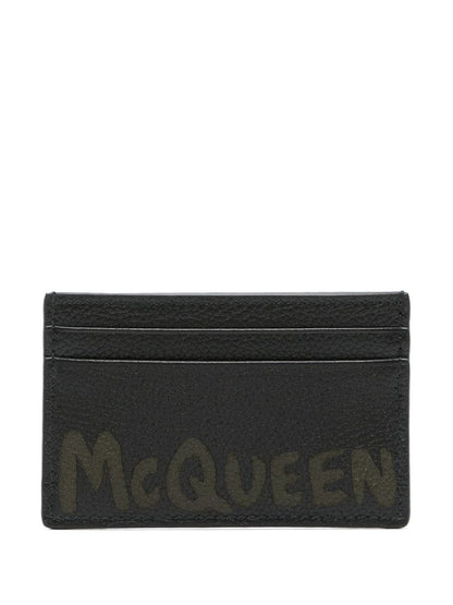 Logo leather credit card case