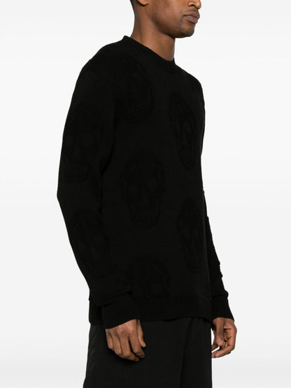 Skull knitted cotton jumper