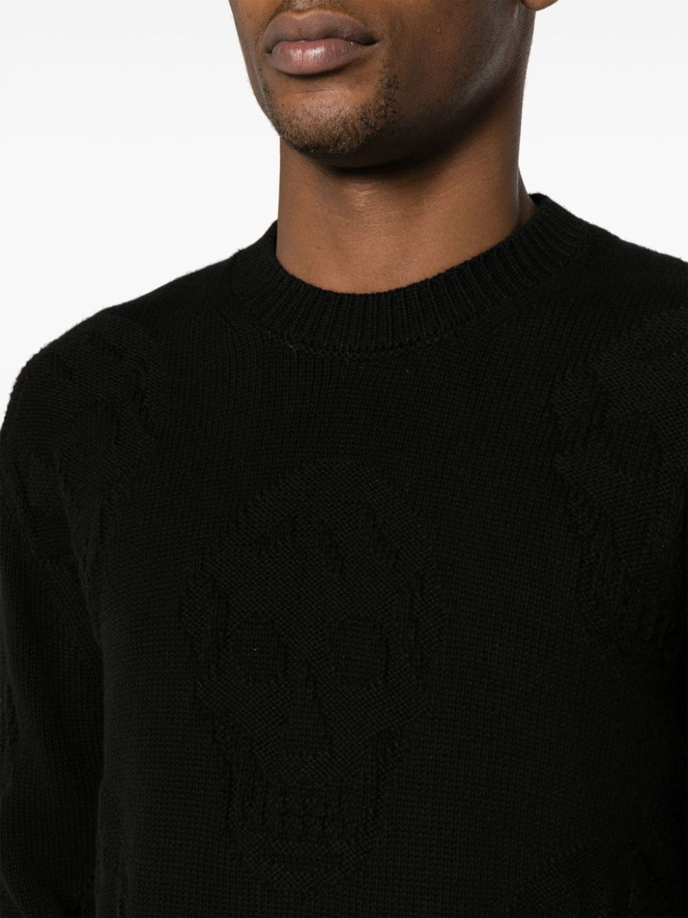 Skull knitted cotton jumper