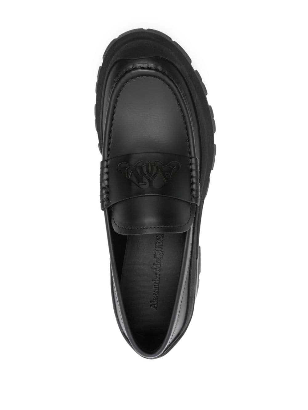 Seal logo leather loafers