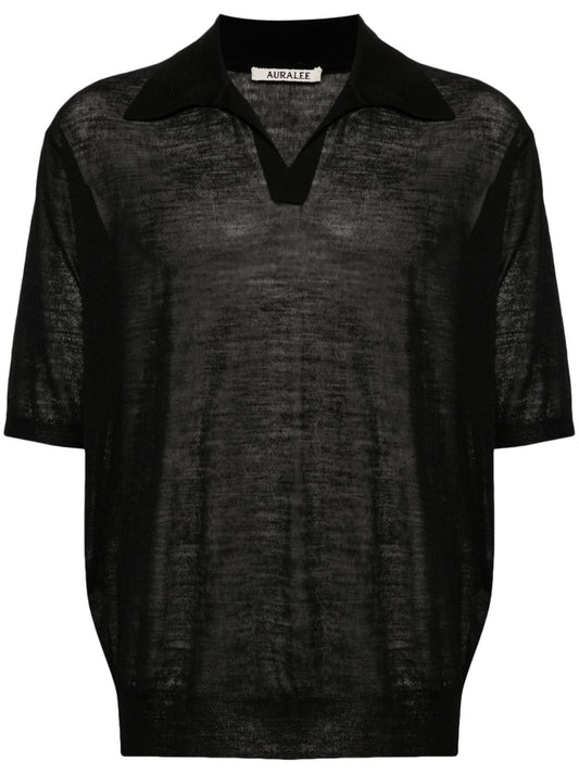 Wool and silk blend polo shirt