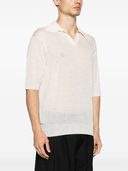 Wool and silk blend polo shirt