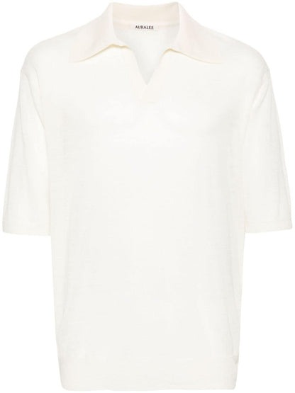 Wool and silk blend polo shirt