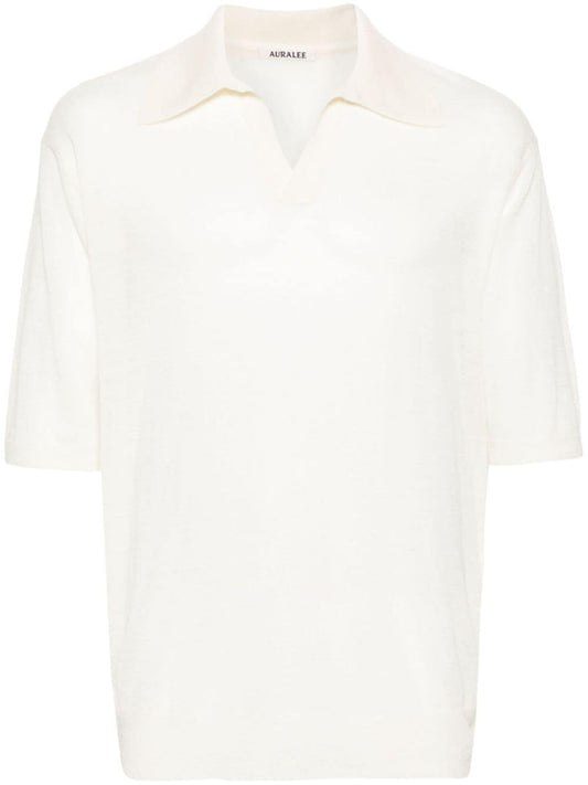 Wool and silk blend polo shirt