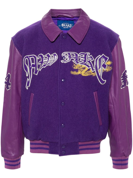 Dragon embroidered varsity jacket