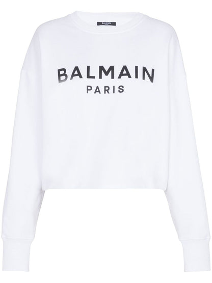 Logo organic cotton cropped sweatshirt