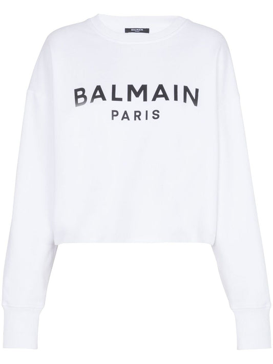 Logo organic cotton cropped sweatshirt