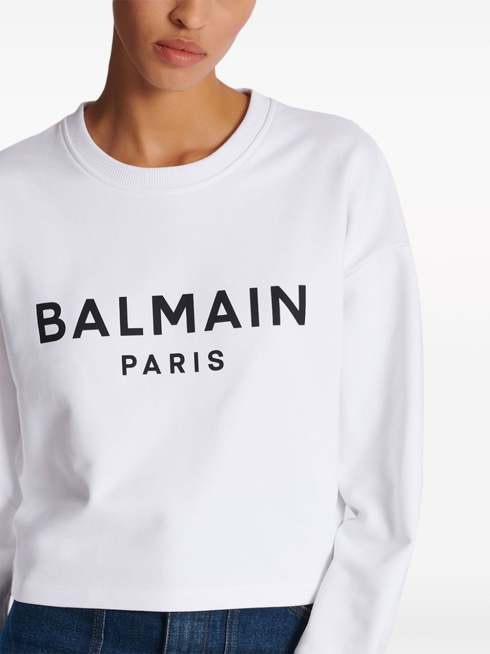 Logo organic cotton cropped sweatshirt