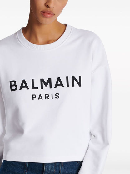 Logo organic cotton cropped sweatshirt